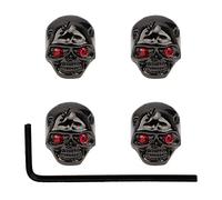 Yootones 4 pomos de tono de volumen para guitarra eléctrica, cabeza de calavera, compatible con piezas de repuesto de bajo (negro)