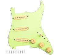 Yootones Golpeador cargado precableado SSS de 11 agujeros y 3 capas con pastillas de bobina única, compatible con guitarra eléctrica Stratocaster Squier de Estados Unidos/México (verde claro)