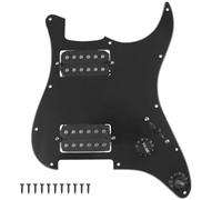 Yootones Golpeador de 11 agujeros y 3 capas HH precableado con pastillas Humbucker Alnico 5 HH compatible con guitarra eléctrica Fender Standard Stratocaster Strat de Estados Unidos y México (negro)