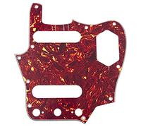 Yootones - Golpeador de guitarra de estilo vintage de 10 agujeros compatible con Fender American Jaguar (concha de tortuga roja de 3 capas)