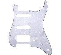 Yootones Golpeador HSS de 11 agujeros para guitarra, 3 capas, compatible con guitarra de estilo moderno Strat estándar fabricada en Estados Unidos y México (perla blanca)