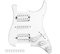 Yootones Golpeador precableado HSH de 3 capas con 11 agujeros con Alnico 5 Humbucker (2) bobina única (1) pastillas compatibles con guitarra Strat Fender Squier (blanco)