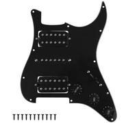 Yootones Golpeador precableado HSH de 3 capas con 11 agujeros con Alnico 5 Humbucker (2) bobina única (1) pastillas compatibles con guitarra Strat Fender Squier (negro)