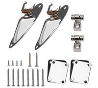 Yootones Guías de árbol de cuerda de guitarra, placa de enchufe y placa de cuello compatible con guitarras eléctricas Strat Stratocaster Tele Telecaster (plateado)