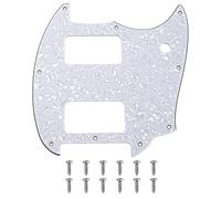 Yootones HH - Golpeador de guitarra de esquina redonda de 9 agujeros, 2 Humbuckers compatible con guitarra eléctrica Squier Bullet Series Mustang (4 capas de perla blanca)