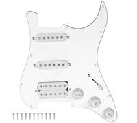 Yootones Juego de pastillas Humbucker de 11 agujeros y 3 capas precableadas SSH compatibles con guitarra eléctrica Fender Stratocaster Squier (3 capas, blanco)