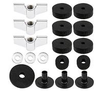 Yootones Soporte de platillos Fieltros de embrague Fieltro Hi Hat Cup Fieltro de platillos Tuercas de ala, Mangas de platillos y juntas de metal de repuesto Compatible con kit de batería Accesorios