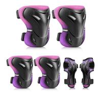 YOOXARMOR Protecciones Patines Niña,Rodilleras Coderas y Muñequeras Set para Patinaje Ciclismo Monopatín Bicicleta Skate Juego de 6 Protectores de Rodillos para 3-6-13 Niño