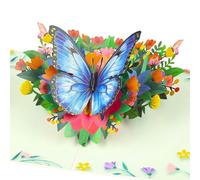 YooxArmor Tarjeta Regalo Dia de la Madre con Sobre,Tarjeta 3D Pop-Up Mariposa y Flor para Día de la Madre,Cumpleaños,San Valentín,Regalo para Mujer,Mamá,Novia,Amiga