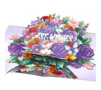 YooxArmor Tarjeta Regalo Dia de la Madre con Sobre,Tarjeta 3D Pop-Up Rosa Morada y Flores para Día de la Madre,Cumpleaños,Boda,San Valentín,Regalo para Mujer,Mamá,Novia,Amiga