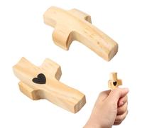 Yooyan 2 piezas de cruz de madera que sostiene la mano, cruz protectora de madera, cruz de mi corazón, cruz de estrés de mano, para adultos, niños, Pascua y aliento diario