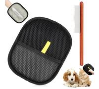 Yooyan Juego de 2 guantes para eliminar el pelo de animales, diseño grueso con guante grande y peine de madera para gatos, guantes antiestáticos reutilizables de doble cara, adecuados para todas las