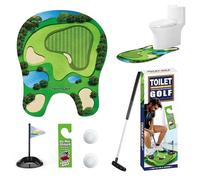 Yooyan Juego de regalo de golf para inodoro, mini orinal con palo de golf escalable, alfombrilla de putting, 2 pelotas de golf y colgador de puerta, regalo divertido para baño, inodoro