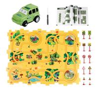 YOOYID Pista de Dinosaurios Juguete para Niños de 3 a 5 Años, Juego de Pistas de Rompecabezas con Pistas de Coches para Niños de 3 4 5 6 Años