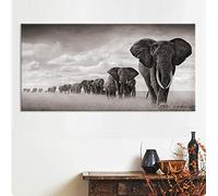 Yooyu Cuadros Decorativos Nature Animal Wild Elephant Canvas Painting Posters Prints Wall Art Pictures para la sala de estar Home Decor 80x175cm (31.5x68.9in) Marco interno