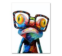Yooyu Cute Frog Wall Art Enmarcado Lienzo Pintura Abstract Animals Posters and Prints Home Hanging Pictures for Living Room Decor 70x90cm (28x35in) con marco