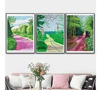 Yooyu David Hockney de la Llegada de la Primavera en Woldgate Wall Art Canvas Painting Print Poster para Sala de Estar decoración del hogar 21x30cmx3 sin Marco