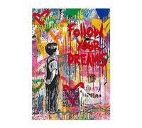 Yooyu Graffiti Art Street Art Follow Your Dreams Posters e impresiones Imágenes artísticas de pared para la decoración del hogar de la sala de estar 50x70cm (20x28in) Marco interno