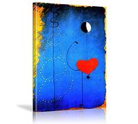 Yooyu Impresión en lienzo Bailarines Corazón Amor Arte Pintura Joan Miro Resumen Famoso Cuadro de pared Sala de estar Decoración del hogar Póster 80x120cm (31x47in) con marco