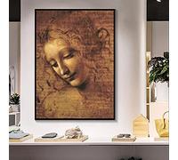 Yooyu Leonardo Da Vinci Cabeza de una mujer Pintura abstracta en lienzo Pósteres Impresiones Imagen de arte de pared para sala de estar Decoración para el hogar 70x90cm (28x35in) Sin marco