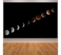 Yooyu Póster lunar eclipse lunar, pintura diagonal de pared para decoración de sala de estar, decoración de habitación de niños, universo, luna, 70 x 90 cm, sin marco