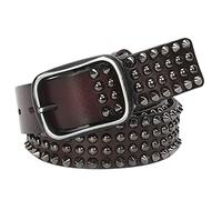 YOPADO Cinturón Pirámide con Tachuelas Remache En Circular Punk Rock Goth Rivet Cinturones De Cuero De Vaca para Las Mujeres/Hombres Accesorios para Pantalones Vaqueros(115cm/waist:38"~40", Coffee)