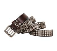 YOPADO Cinturones De Cuero con Remaches para Hombres Y Mujeres, Cinturón Gótico Punk con Agujeros De Tachuelas Y 3 Hebillas para Pantalones Vaqueros De Estilo Rockero(105cm(34"~36"), Coffee)