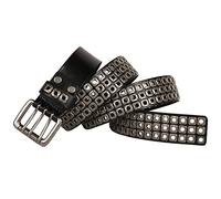 YOPADO Cinturones De Cuero con Remaches para Hombres Y Mujeres, Cinturón Gótico Punk con Agujeros De Tachuelas Y 3 Hebillas para Pantalones Vaqueros De Estilo Rockero(115cm(38"~40"), Black)