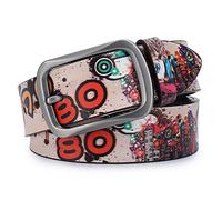 YOPADO Street Graffiti Estilo Impreso Cinturones con Hebilla Sólida Mujer Hombres Punk Rock Hip-Hop Cinturón para Pantalones Vaqueros(125cm/waist:42"~44", D)