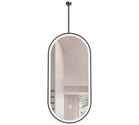 Yopappol Espejo de Pared Ovalado con iluminación LED para baño, Espejo Colgante Flotante para Maquillaje, 3 Colores Regulables, Brazo de Personalizable.(50cmx70cm)