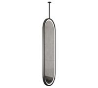Yopappol Espejo de Techo suspendido con Barra de Metal Negro, Espejo de tocador LED para Pasillo o baño, Espejos Decorativos flotantes ovalados, 3 Colores, Brillo Regulable(50cmx70cm)