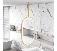 Yopappol Espejo Ovalado Dorado para tocador de baño, Espejos LED con Marco de Metal Negro para Pared, Espejo Colgante de Techo para Dormitorio, Sala de Estar y Entrada.(40cmx70cm)