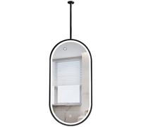 Yopappol Espejo Ovalado para Colgar en el Techo, Flotante para baño con luz LED, Espejo de Pared Personalizable con Marco de Metal, para casa u Hotel.(40cmx60cm)