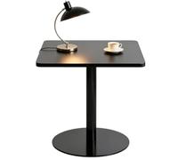 Yopappol Mesa Cuadrada De Pedestal Único, Totalmente Negra, Mesa De Escritura Pequeña Y Resistente, Mesas Auxiliares De Trabajo Portátiles para Oficina En Casa, Cafetería, Trabajo Remoto(70x70x73cm)