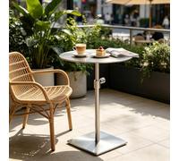 Yopappol Mesa De Bar Comercial De Altura Ajustable, Mesa De Cóctel Redonda De Acero Inoxidable Cepillado, Mesas Altas De Pie con Base Cuadrada Estable para Cafetería, Bar Y Restaurante(Top 35cm)