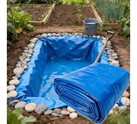 Yopappol Revestimiento para Estanque Impermeable Azul Antienvejecimiento, Piel De Estanque De HDPE De 9X15Pies, Película De Sellado De Membrana Resistente para Estanques De Riego(5x8m)