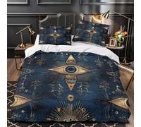 YOPDEOOCR diseño de Ojo místico 3D Impresión Funda de edredón 3pz Microfibra Ligera ocultismo Antiguo Edredón Funda 2 Fundas fácil Cuidado Familia Invitados Single (135x200cm)