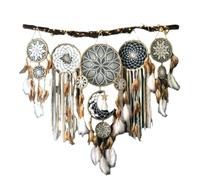 Yopeissn 5 piezas Boho Decoración de Pared Color Aleatorio Colgante de Pared Boda Decoración del Hogar Luna y Sol Hecho a Mano Atrapasueños Tradicionales Macramé