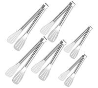 Yopeissn Juego de 6 pinzas para servir de acero inoxidable, pinzas para barbacoa, para alimentos, ensaladas, pan, pasteles, cocina