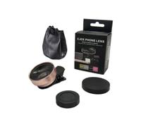 Yopeissn Objetivo de cámara telefónica de 0,45 x ultra gran angular + objetivo macro de 12,5 aumentos universal clip para la mayoría de smartphones, rosa