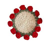 Yopeissn Rose Bouquet Coaster Crochet Coaster Flower Coasters para tazas de café Hogar Escritorio Enclavado Planta Adornos A