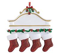 Yopeissn Set de DecoracióN NavideñA Regalos Creativos Familia Personalizada 4 Colgantes DecoracióN del áRbol de Navidad Regalos de Invierno