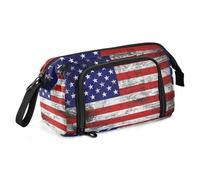 Yopersonalizes Estuche grande para niñas y niños, con la bandera de Estados Unidos, para suministros de escuela secundaria, papelería de oficina, estuche organizado para niños, adolescentes
