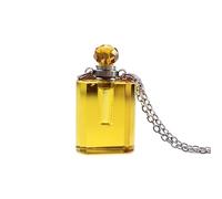 YOPI Aromatherapy Square Flat Column Essential Oil Bottle - Colored Crystal Pendant Necklace for Diffusing Fragrance(Champagne)