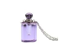 YOPI Aromatherapy Square Flat Column Essential Oil Bottle - Colored Crystal Pendant Necklace for Diffusing Fragrance(Light Purple)