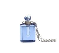YOPI Aromatherapy Square Flat Column Essential Oil Bottle - Colored Crystal Pendant Necklace for Diffusing Fragrance(Light blue1)