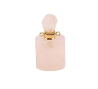 YOPI Botella de Perfume de Cristal Natural: Colgante Ovalado DIY con Cristales Rosados y Blancos for aceites Esenciales y aromaterapia(PowderCrystal)
