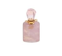 YOPI Botella de Perfume de Cristal Natural: Colgante Ovalado DIY con Cristales Rosados y Blancos for aceites Esenciales y aromaterapia(Amethyst)