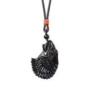 YOPI Colgante de Cabeza de águila de obsidiana Natural, Collar de águila de obsidiana de Cristal, Colgante de Estilo étnico, Cadena for suéter