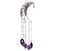 YOPI Colgante de carillón de viento de árbol de la vida, atrapasueños de grava de cristal de ágata Natural, regalo único for decoración del hogar(Purplepinemoontree)